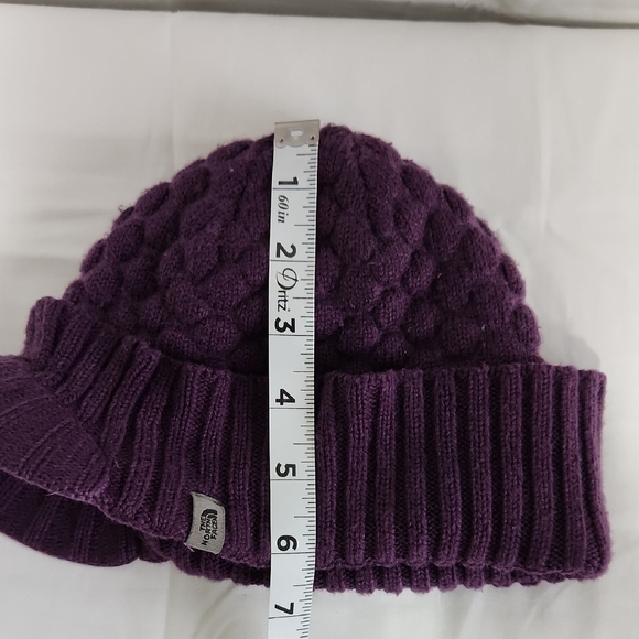 Vintage The North Face Deep Purple Knit Brim Beanie Womens OS - Picture 10 of 13